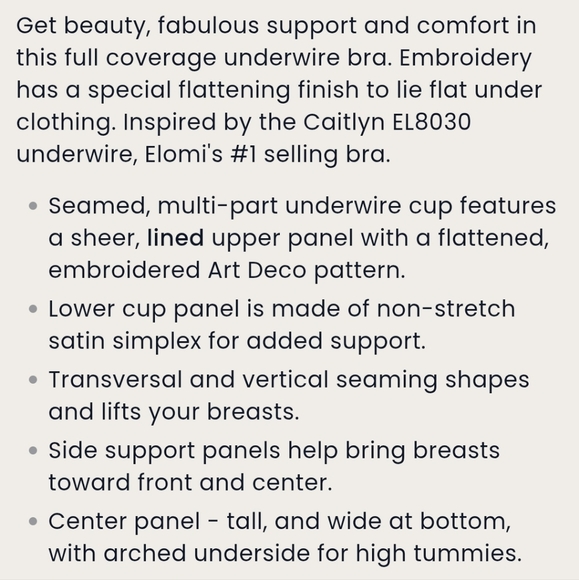 Elomi Cate Underwire Bra With Side Support Rasin Size 38L - Picture 9 of 10